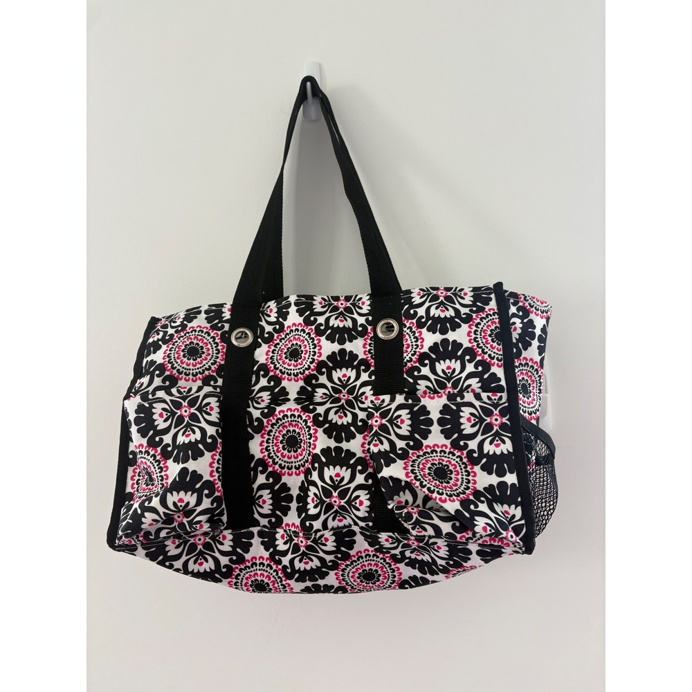 Thirty-One Organizing Utility Tote Pink Pop Medallion Damask Straps Pockets